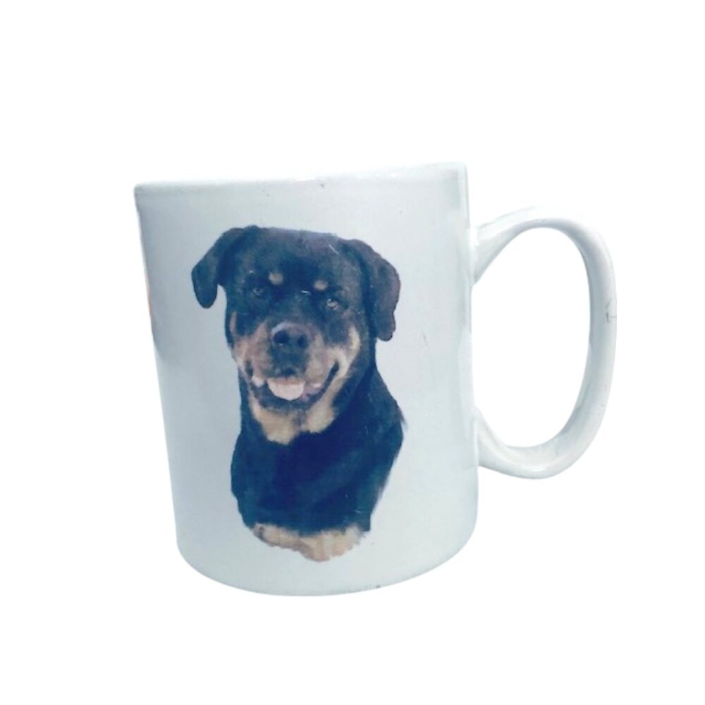 Vintage White Ceramic Rottweiler Mug